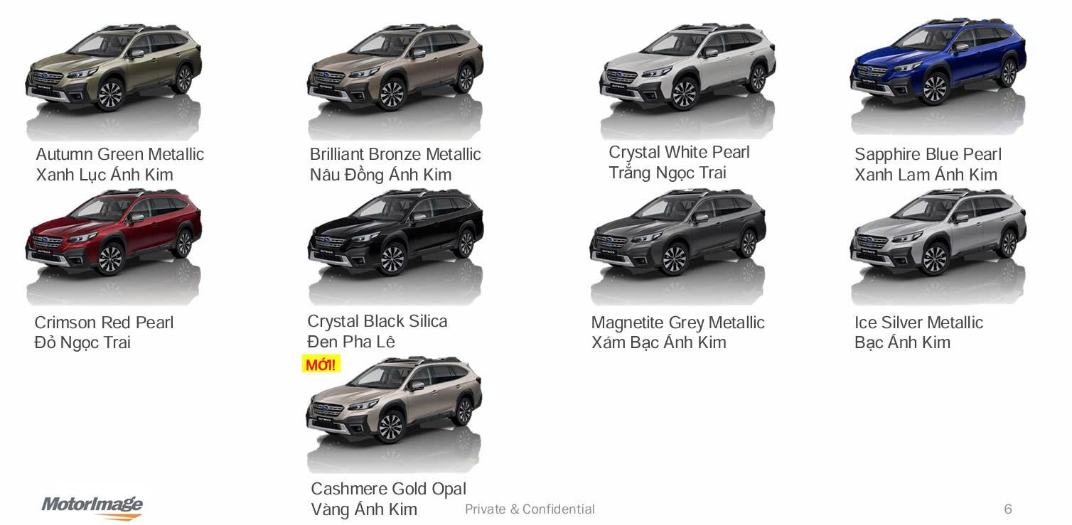 Các màu xe Subaru Outback